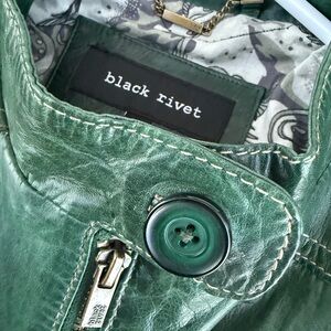 WOW POSHMARK - Authentic Black Rivet Green Leather Jacket
